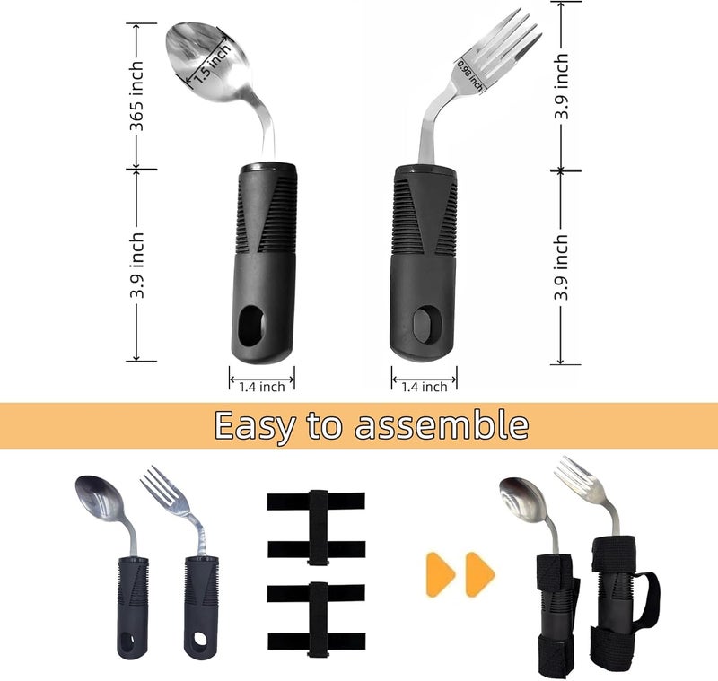 lyvantha Adaptive Utensils Set-Stainless Steel Fork & Knife for Elderly, Disabled People, Parkinson’s, Arthritis, Hand Tremors, Weak Hand Grip & Handicapped, Arthritic Hands-Non Slip Handles (Black) - Image 5